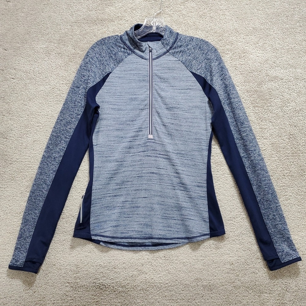 Athleta Snowscape Jacket Women's Small Blue Polyester Stretch Half Zip Mock Neck